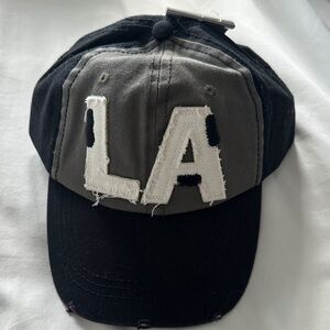 Gray and Black LA Baseball Cap